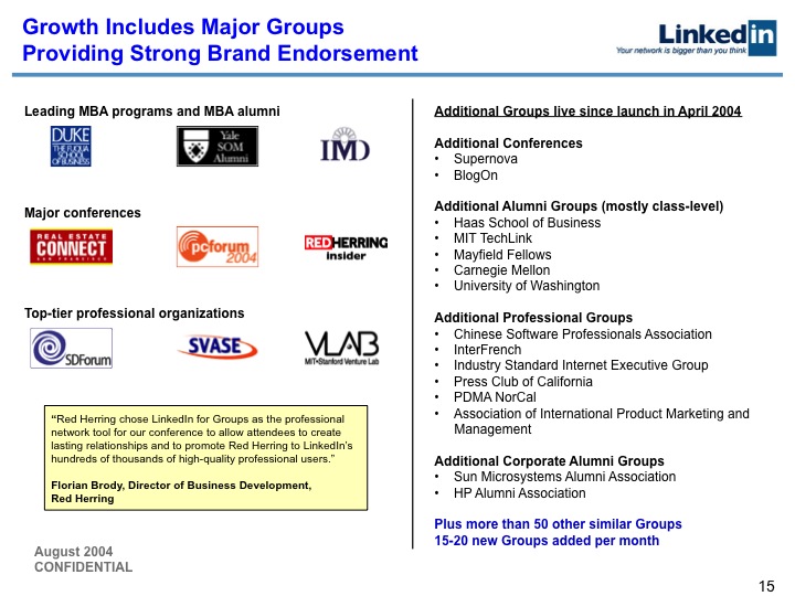 LinkedIn Series B Pitch Deck to Greylock: Slide 15