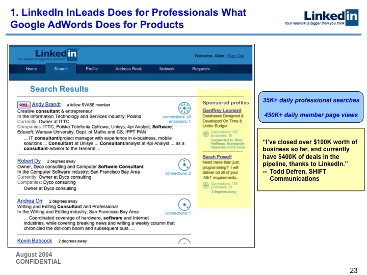LinkedIn Series B Pitch Deck to Greylock: Slide 23