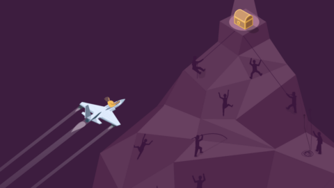 blitzscaling-competition A jet racing toward a prize