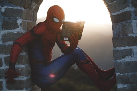 spiderman-reading Spiderman reading a book