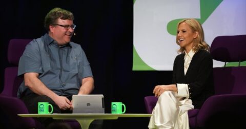 reid-hoffman-and-tory-burch Reid Hoffman on stage with Tory Burch (Credit: David Silverman)